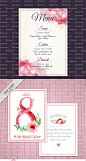 国外手绘水彩水墨粉色系妇女节字体素材包海报店招eps矢量素材