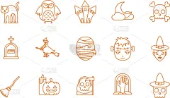 彩色图片,计算机图标,线条,可爱的,传统,事件,十月,怪异,布置