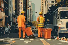 环卫清扫马路劳动节环卫工人图片插画