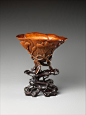 Cup in the shape of a magnolia blossom, Rhinoceros horn, China
