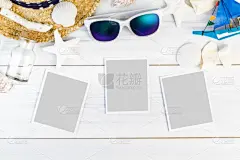 草帽,个人随身用品,边框,夏天,白色,海星,桌子,木制,太阳镜,贝壳