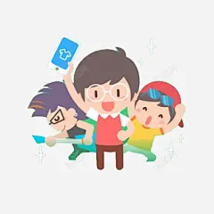 三个可爱的小孩高清素材 人物 扁平化 手绘 童真 元素 免抠png 设计图片 免费下载