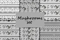 手绘无缝模式设置与蘑菇