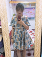 夏装2020新款女初恋裙复古一字肩连衣裙收腰显瘦撞色印花裙子女夏-淘宝网