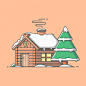 冬天下雪的房子，建筑房屋，卡通矢量图插画矢量图素材