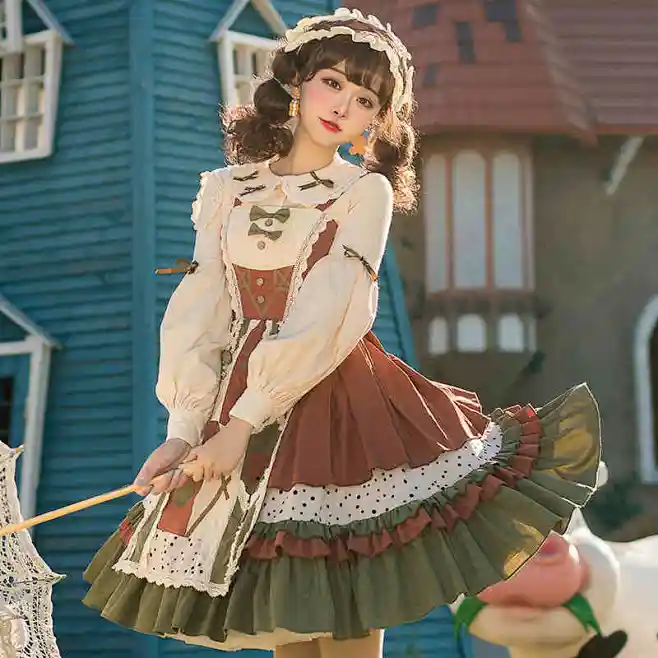 樱洛芙原创lolita小裙子 五月桃良JSK 日系田园风拼接款轻lo裙-tmall.com天猫-花瓣网