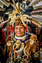 Elderly Dayak woman in her full traditional Dayak outfit in Kalimantan Borneo May 2017 THOUSANDS of Borneos indigenous people descended to the...