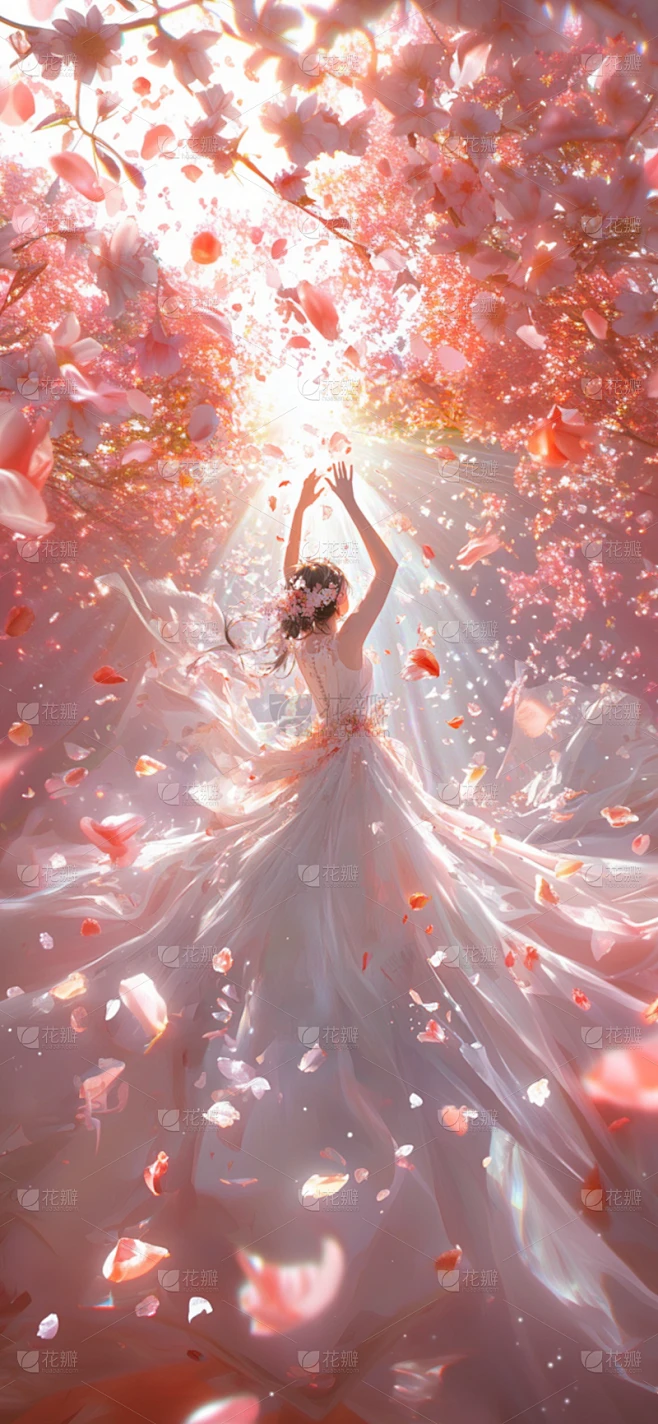 妇女节女神节唯美感光影女性花瓣裙摆背景