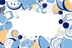 夏季西柚插画背景图