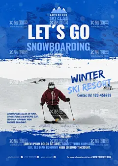 滑雪海报  - 源文件下载【酷图网】冬季滑雪,滑雪,雪人,雪山,滑雪人物,滑雪卡通,冬季,冬令营,孩子