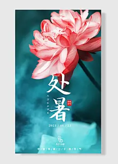 北斗星斗柄指向西南传统节气传统二十四气节处暑海报蓝色简约风