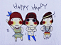 2012夏款 HAPPY3个跳舞小女孩短袖T-28++10