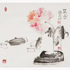 三尺斗方水墨画手绘禅意国画花鸟画中式客厅字画廖忠柳真迹00009-淘宝网