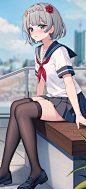 动漫美少女  原神  
诺艾尔  水手服