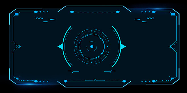蓝色框科技感线条圆圈科技边框光效黑色背景