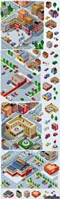 现代城市建筑AI 卡通城市素材 社区建筑插画设计 扁平商务城市建筑图标 地产海报素材