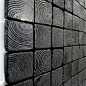 Charred Squares - Wooden Wall Sculpture: 