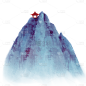 中国风-山水插画素材贴纸-山和亭子