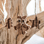 【掬涵】原木挂件树皮工艺品欧式花园圣诞吊饰创意猫头鹰松鼠麋鹿