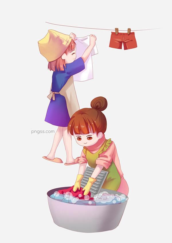 三八妇女节女神节洗衣服的家政服务员姐姐图...