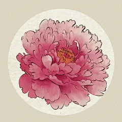 河南洛阳牡丹花-河南省美食小吃土特产河南文旅手绘插画