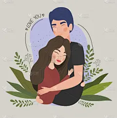 异性恋,女人,绘画插图,男人,矢量,设计师,可爱的,请柬,贺卡,热情