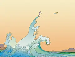 法国科幻系漫画大师墨比斯的作品，清简线条中透出飞一般的想象力，宫崎骏的动画理念就受其影响颇深。而下面这组科幻色彩颇浓的插画，竟然是他为爱马仕香水产品绘制的一组宣传海报！爱马仕的审美品味还真是不一般啊……（via 豆瓣网友 - 雾港的广播：O网页链接） ​​​​