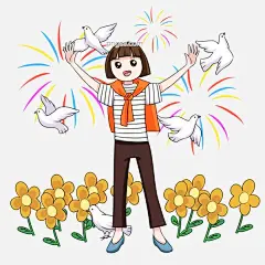 手绘庆国庆女孩插画图片大小3000x3000px 图片尺寸1.7 MB 来自PNG搜索网 pngss.com 免费免扣png素材下载！插画#飞鸽#国庆节#花朵装饰插画#卡通手绘#女孩#庆国庆#手绘#小女孩#烟花#祖国生日#