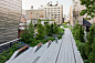 Once a secret garden in the sky, the High Line has spurred new development along its edges, including Neil Denari’s HL23 (front left) and Della Valle Bernheimer’s 245 10th Avenue (middle right). Looking North from West 23rd Street, the path blends with pl