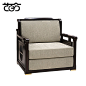 艺百分全实木沙发单双三人位123组合新中式布艺沙发茶几组合TS085