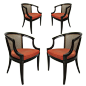 Final Game chairs LR option 1: Set of Four Saber Leg Armchairs with Cane Backs | 1stdibs.com