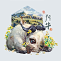 【秦岭4宝】——羚牛、林麝、朱鹮、金丝猴、熊猫 #我诞生在中国##生物多样性##不能养就画一只系列# ​ ​​​​#雪娃娃童画 #保护野生动物