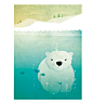 A refreshing swim : Vector illustration of a polar bear