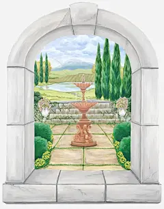 手绘窗户高清素材 公园 外面 窗户 风景 免抠png 设计图片 免费下载