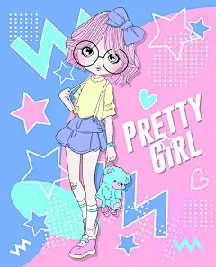 可爱的小女孩手绘插画矢量图设计素材