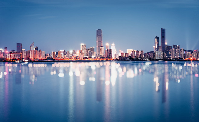 城市夜景 河景 城市素材