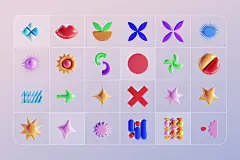 GEO/3D 220+ Colorful Objects 225款创意时尚3D立体抽象艺术趣味卡通几何图形png免抠图片素材_UIGUI