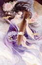 古风人物插画，虚妄系列。
罗衣何飘飘，轻裾随风还
（画师@画画的小夏 ）
#古风插画# ​​​​