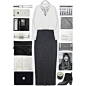 A fashion look from October 2015 featuring white top, gray maxi skirt and black leather boots. Browse and shop related looks.