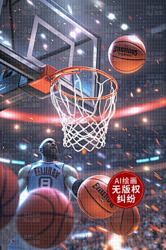 AI版权图库采集到【原创】AI体育 篮球