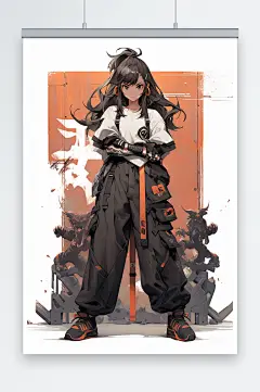 国风武侠少女创意插画-众图网