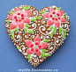Poinsettia on Gingerbread Heart Cookie