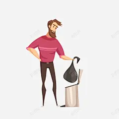 手绘扔垃圾男生矢量图高清素材 垃圾桶 设计图片 免费下载 页面网页 平面电商 创意素材 png素材