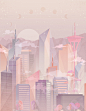 City of Fantasy | 2014, Revised in 2015 : This a part of a series of illustrations capturing scenes from my dreams, while mimicking colors and hues of the sky (especially during the sunset). In this series, I focused a lot on lighting, textures, and color