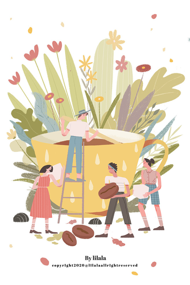 以咖啡为题的插画_李啦啦__插画师作品_...