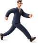 businessman in dark blue suit running PNG, SVG