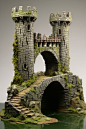 This may contain: a miniature castle with a bridge over the water