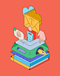 Isometric graphic vibrant design studio agency Engineering  music art Icon line