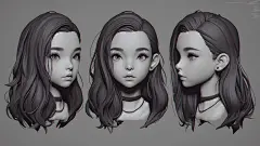 AI动漫卡通头像临摹素材 人物头面部三视图插画参考 解剖结构-淘宝网