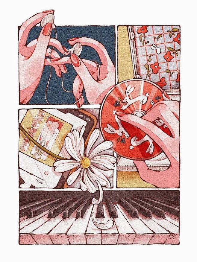 复古分镜式构图插画， 插画师 trym_...